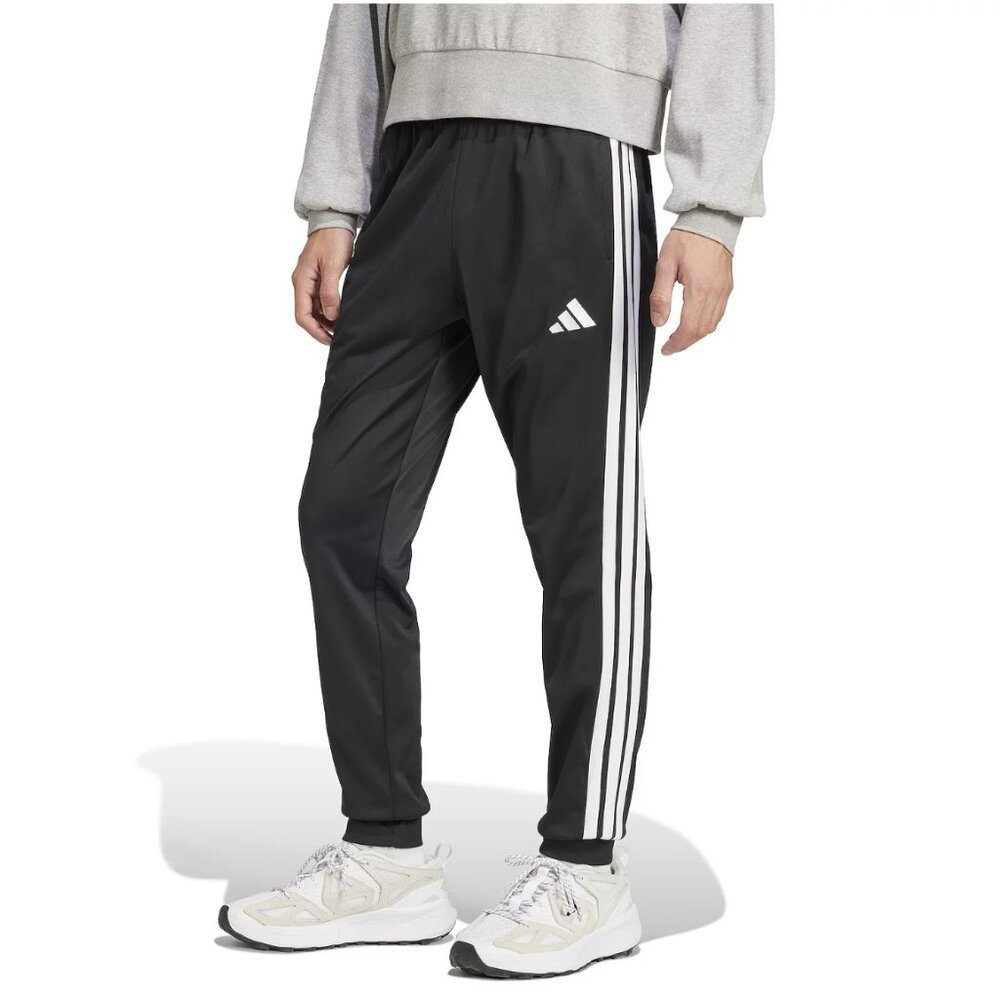 Adidas Men's XL Black Track Pants Striped Drawstring NWT